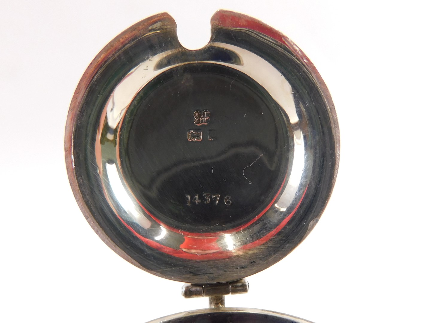 An Edward VII silver drum shaped mustard, with moulded thumb piece, the body of plain design with a - Image 2 of 2