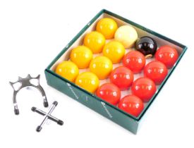 A cased set of Maramith snooker balls, boxed.