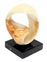 Joan Hagen. Free Form, painted resin replica sculpture, 28cm high, including ebonised plinth, in tra