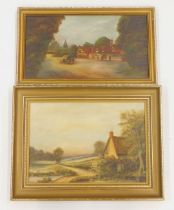 Two 20thC pictures, comprising Hal Burton, tavern and horse scene, oil on panel, 29cm x 53cm, signed