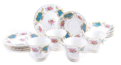 A Royal Albert Berkley pattern part tea service, comprising six saucers, four teacups and six side p