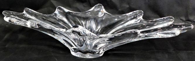 A Vannes of France moulded glass centre bowl, fluted and shaped design, 15cm high, 57cm diameter.