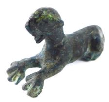 A Roman bronze miniature panther or lion, 5cm long.