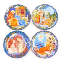 A set of four Anna Perenna cabinet plates, comprising Lancelot and Guinevere, Shah Gahan and Mahal L