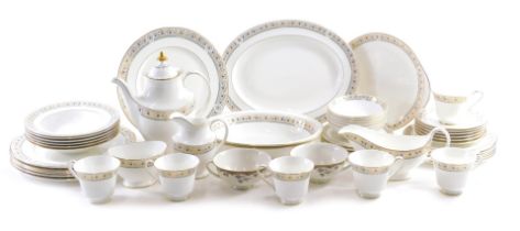 A Royal Doulton Empress pattern part coffee and dinner set, comprising coffee pot, six breakfast bow