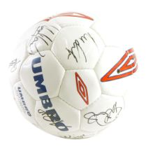 An Umbro signed football signed by Leeds United football team, circa 2000, with paperwork.