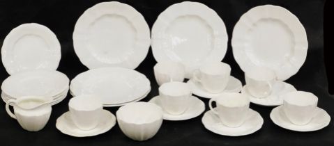 A Royal Crown Derby White Finish pattern part tea service, comprising seven teacups, six saucers, se