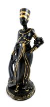 A Wedgwood Legends of the Nile Nerfertiti figure, on a black ground with gilded decoration, 26cm hig