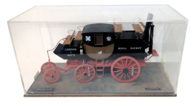 A scale model of a Gurney's steam carriage, 1:12cm, with livery for London and Bath, Royal Patent, i