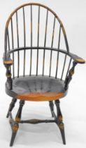 A replica ebonised miniature Windsor chair, with spindle back and solid seat and turned legs with H