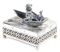 A Simpson Hall Miller & Co quadruple plate silver plated storage box, of rectangular form with raise