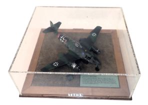 A scale model of a Messerschmitt 262A 1A Fighter, in wooden and perspex case, 44cm wide.