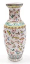 A Chinese famille rose porcelain vase, of shouldered ovoid form, all over decorated with butterflies