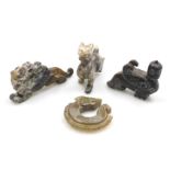 A group of Chinese jade and hardstone carvings. (4)