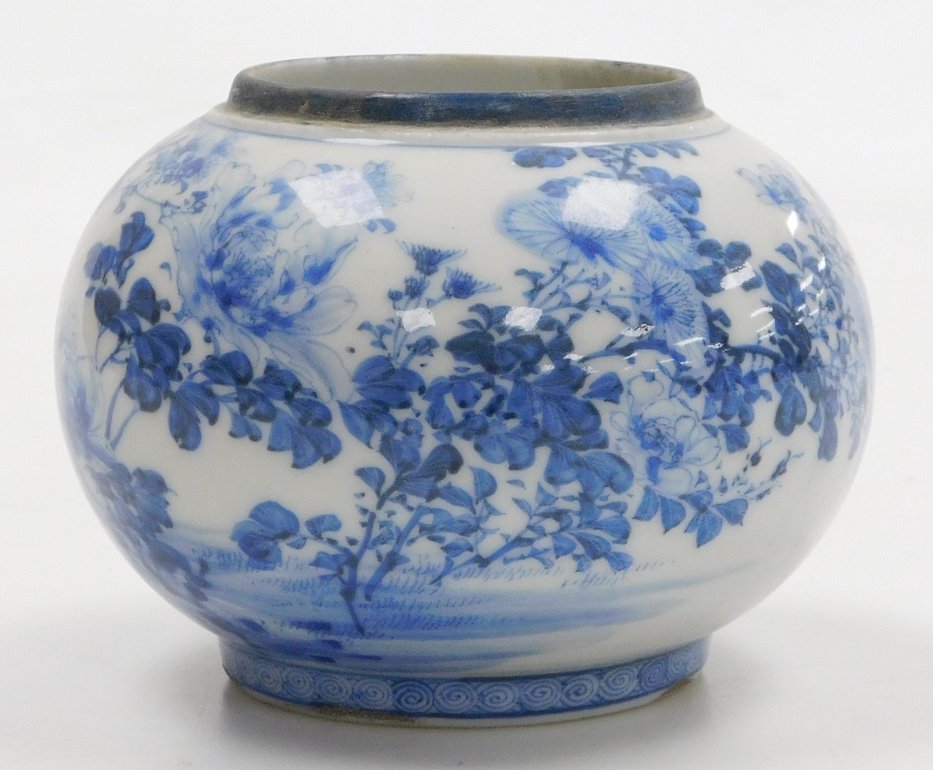 An early 20thC Japanese blue and white porcelain vase, of globular form, painted with birds and flow - Image 10 of 21