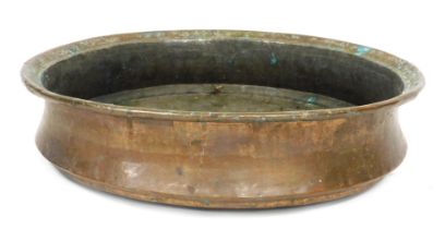 A 19thC shallow copper pan, 56cm wide.