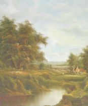 Continental school (20thC) country landscape with a homestead, oil on canvas, signed indistinctly, 5