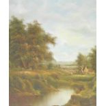 Continental school (20thC) country landscape with a homestead, oil on canvas, signed indistinctly, 5