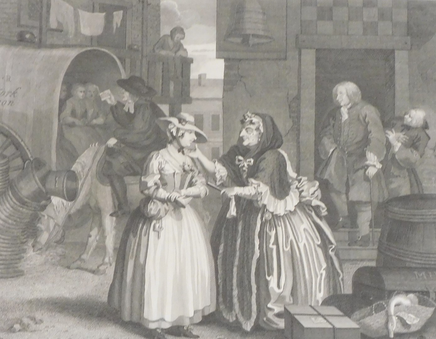 After William Hogarth (English, 1697-1764) A Harlots Progress, engravings, plates one to six, publis - Image 7 of 7