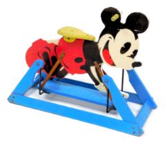 A 1930s Tri-ang painted Mickey Mouse safety rocker, 84cm wide.