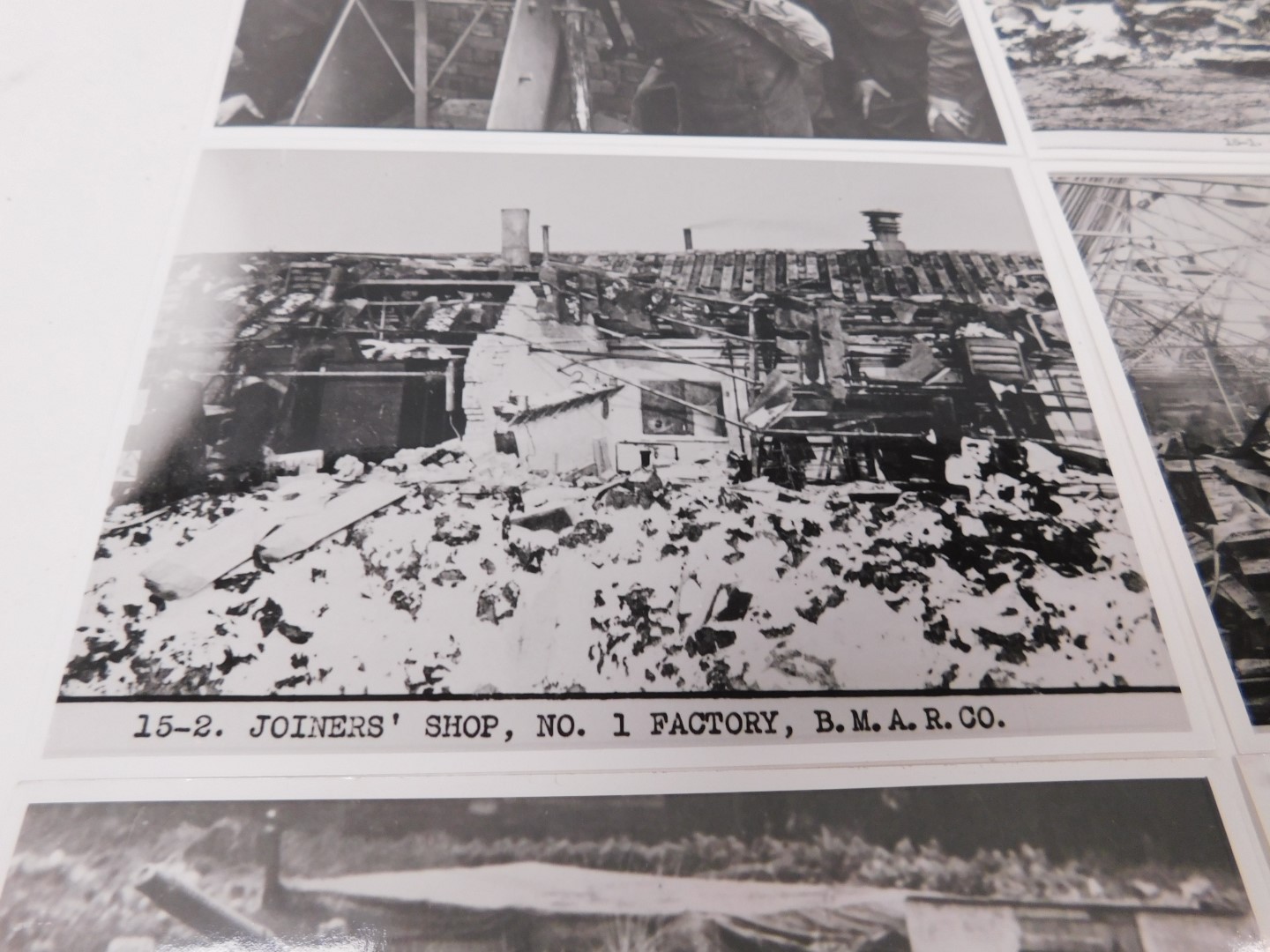 Grantham Interest. A set of black and white photographs, showing World War II bomb damage at BMARC G - Image 5 of 5