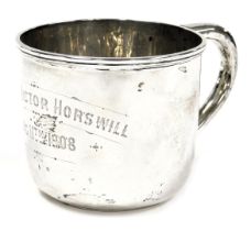 An Edward VII silver cup, engraved to "Colin Victor Horswill, Aug 11th 1908", Chester 1907, 2.96oz.