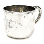 An Edward VII silver cup, engraved to "Colin Victor Horswill, Aug 11th 1908", Chester 1907, 2.96oz.