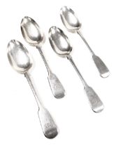 A set of four Victorian silver Old English pattern tablespoons, monogram engraved, Joseph and Albert