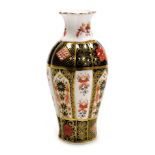 A Royal Crown Derby porcelain Old Imari pattern vase, of fluted baluster form, pattern number 1128,