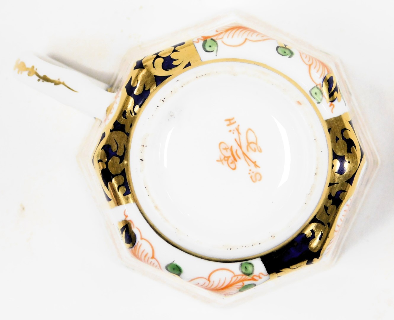 A 19thC Stevenson and Hancock Derby porcelain Imari coffee cup and saucer, of octagonal form, painte - Image 2 of 3
