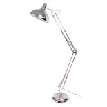 A late 20thC chrome Anglepoise type standard lamp, 185cm high.