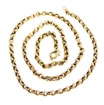 A 9ct gold belcher link neckchain, on a bolt ring clasp, 6.8g.