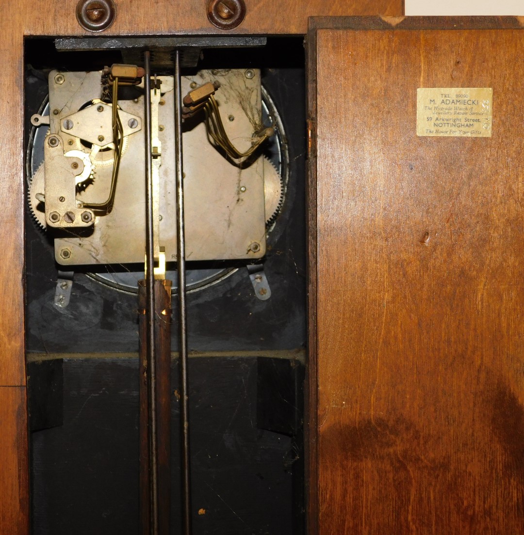 An early 20thC walnut cased grandmother clock, circular silvered dial bearing Arabic numerals, eight - Image 3 of 3