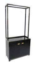 A Pierre Vandel of Paris black lacquered display cabinet, with gilt trim, circa 1970s, the open top