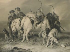 After Sir Edwin Henry Landseer RA (English, 1802-1873) Deerstalkers Return, engraving by H T Riall,