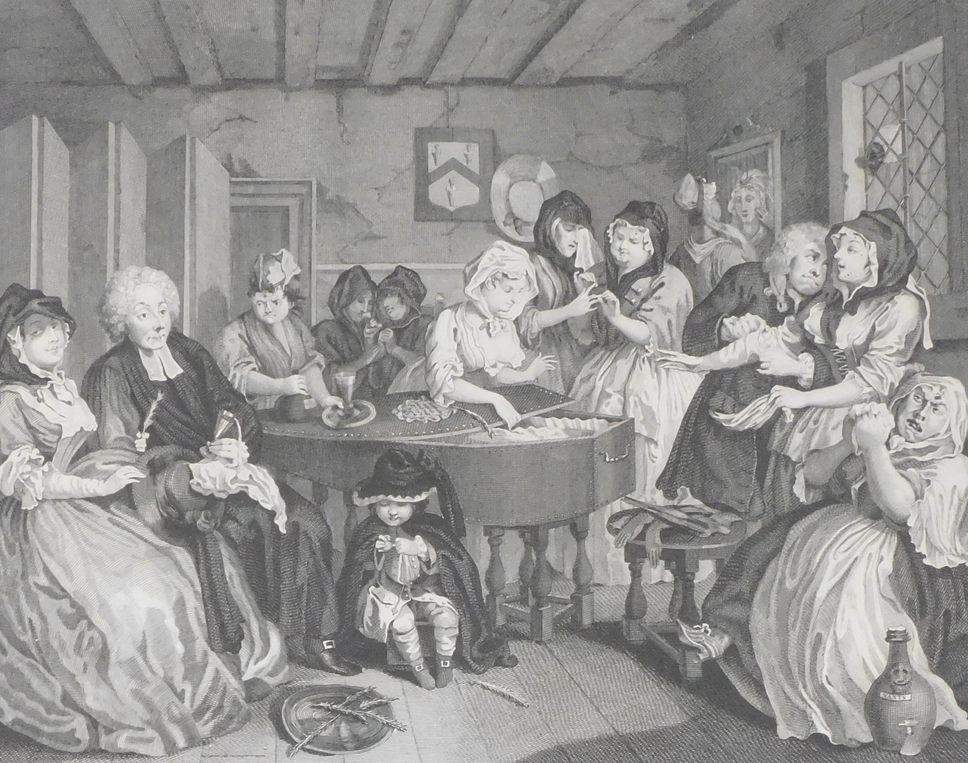 After William Hogarth (English, 1697-1764) A Harlots Progress, engravings, plates one to six, publis - Image 2 of 7