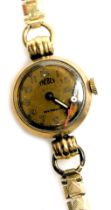 A Trebex lady's 9ct gold cased wristwatch, circular gilt dial bearing Arabic numerals, the case of p