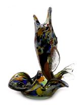 A Murano glass bowl, modelled with a fish leaping out of the water, 24cm high.