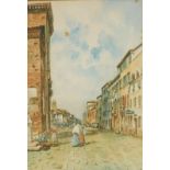 English School (early 20thC) Continental street scene, watercolour, monogrammed, dated 1903, 27.5cm