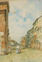 English School (early 20thC) Continental street scene, watercolour, monogrammed, dated 1903, 27.5cm