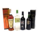 A bottle of Zubrowka vodka, 700ml, together with a bottle of Velhotes tawny port, bottle of Blandy's