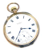 A gentleman's 9ct gold cased pocket watch, Mansell of Lincoln, open faced, keyless wind, circular en