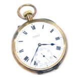 A gentleman's 9ct gold cased pocket watch, Mansell of Lincoln, open faced, keyless wind, circular en