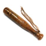 A William IV lignum vitae tipstaff, bearing Royal crown and cypher, 15cm long.