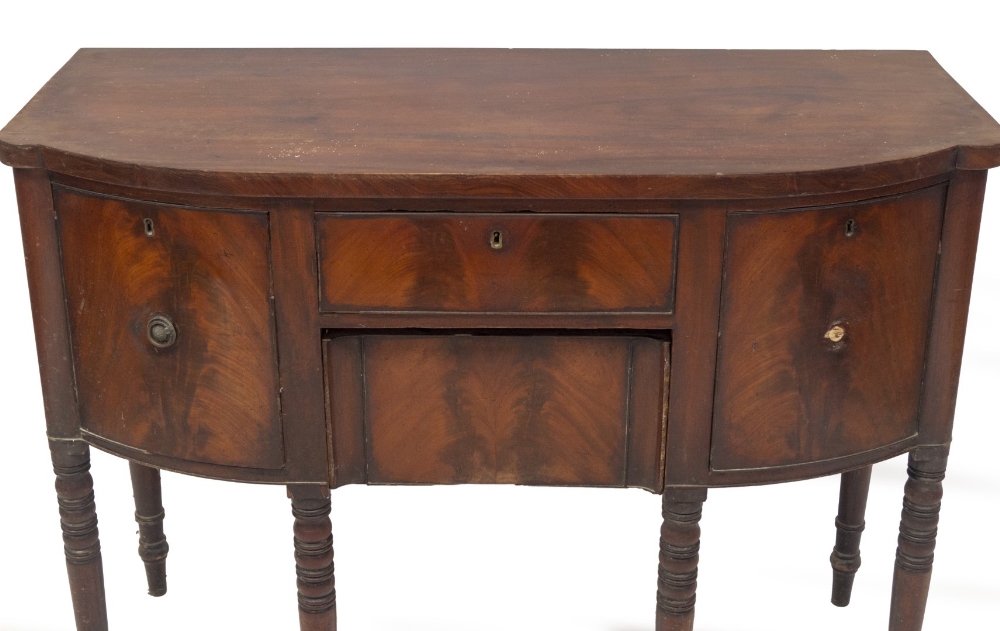 A George III mahogany bowfront sideboard, with cellaret drawer, central frieze drawer and concealed - Image 3 of 3