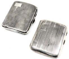 A George VI silver cigarette case, with engine turned decoration, rectangular vacant reserve, Birmin