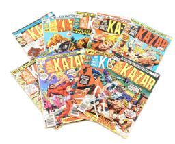 Marvel comics. Nine editions of Ka-Zar, issues 9-14 inclusive,16, 17 and 18, (Bronze Age).