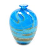 A late 20thC blue glass vase, with swirl decoration, by Robin Smith and Jeff Walker, etched signatur