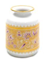 A Hutschenreuther porcelain vase, decorated in gold and shades of purple, with a band of stylised fl