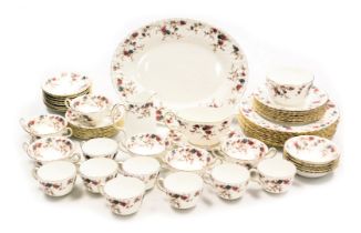 A Minton porcelain Ancestral pattern part dinner and tea service, comprising oval meat platter, sauc